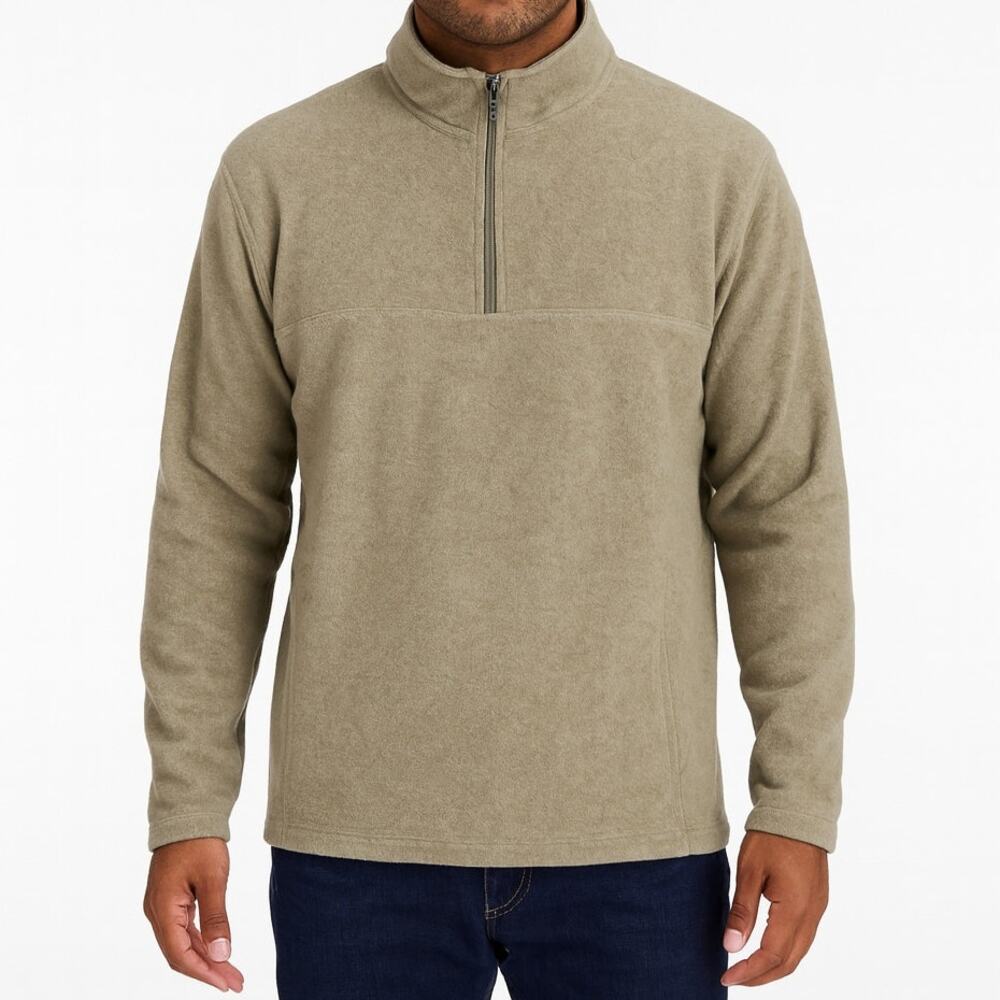 Croft & Barrow Tan Fleece Quarter Zip Pullover Men's Medium
